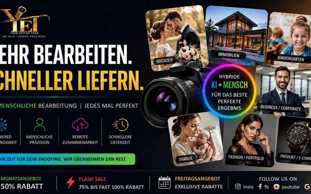 Bildbearbeitung auslagern Deutschland professioneller Bildbearbeitungsservice AI Human Photo Editing KI-gestützte Fotobearbeitung